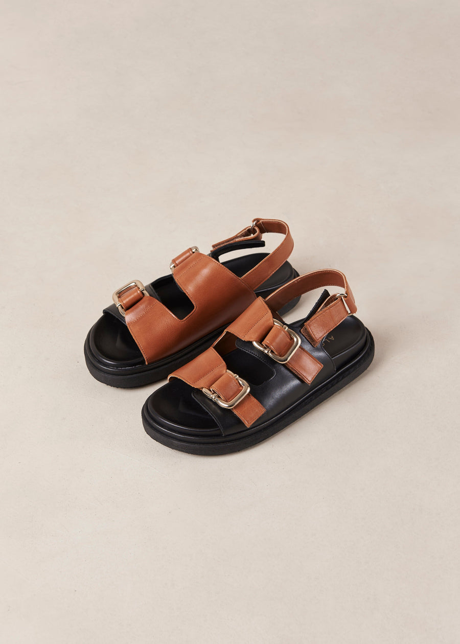 Harper Black Tan Sandals ALOHAS