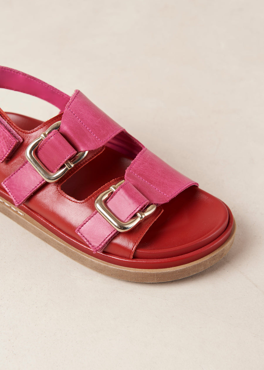 Harper Bicolor Red Magenta Leather Sandals Sandals ALOHAS