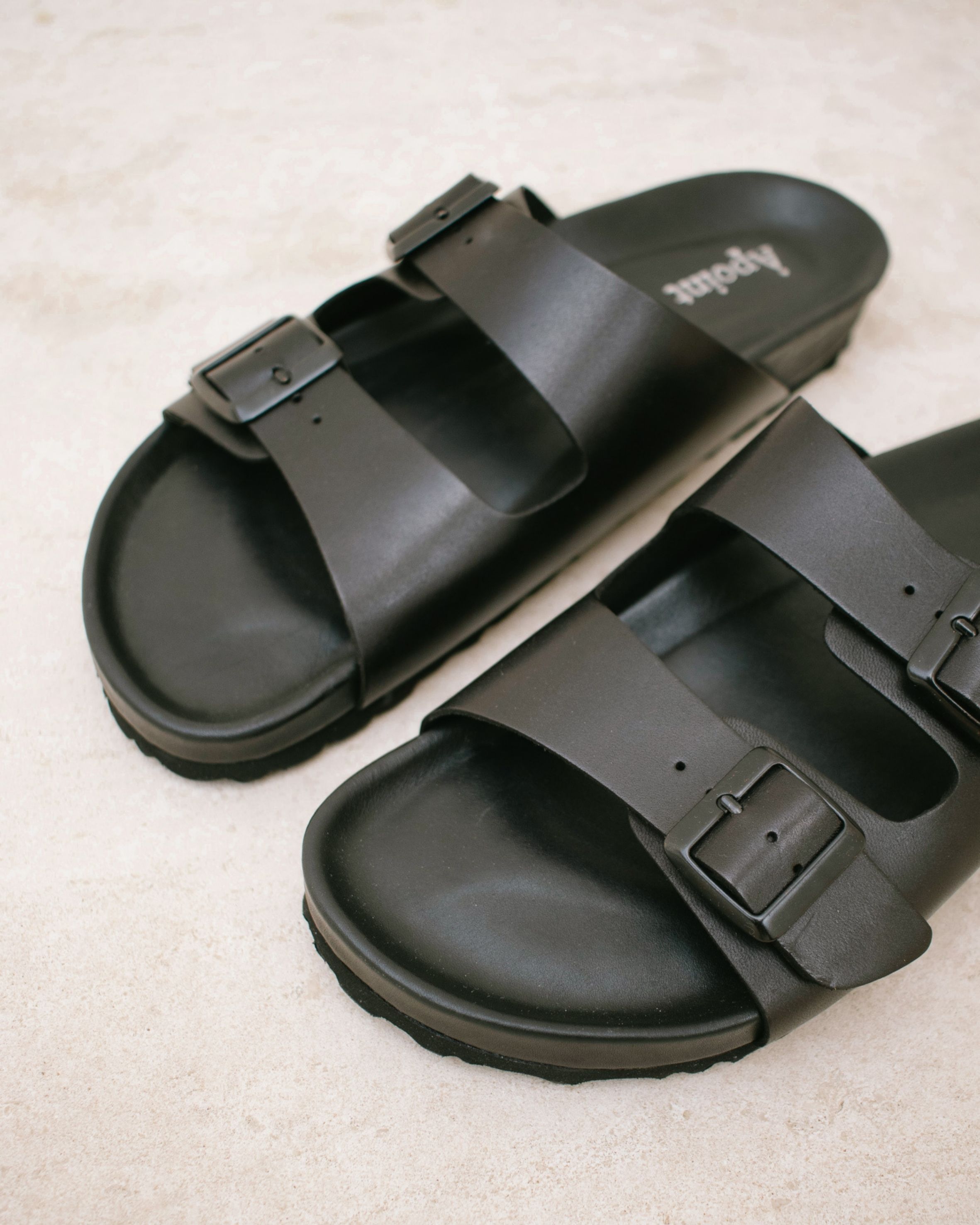 Homey - Black Leather Sandals | ALOHAS