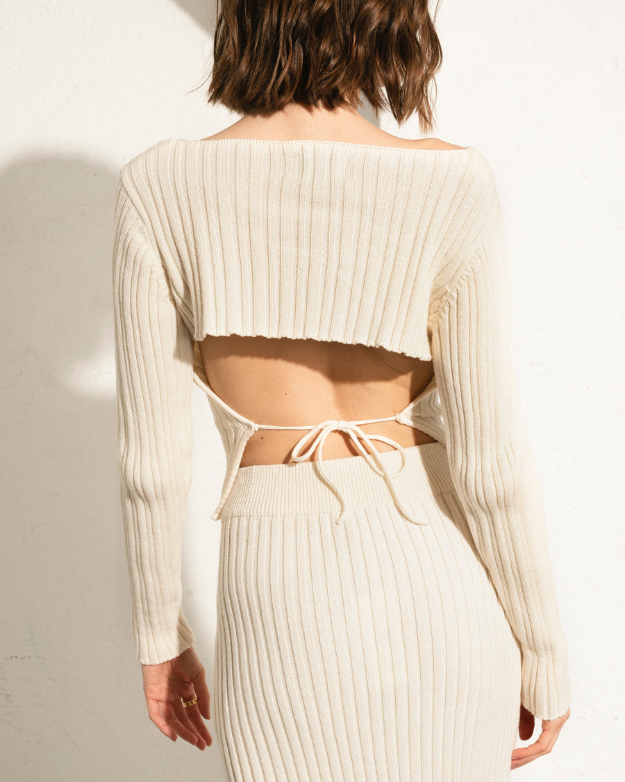 Honest Backless Knit Top Off White sweaters ALOHAS