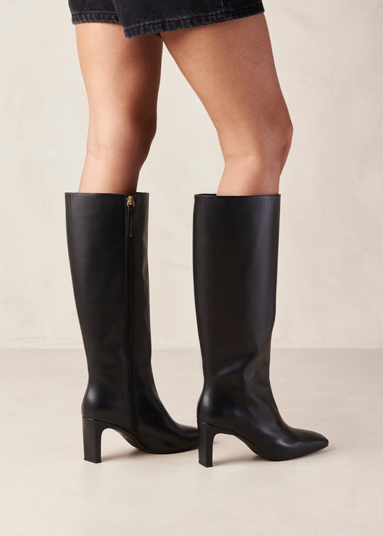 Isobel Black Leather Boots