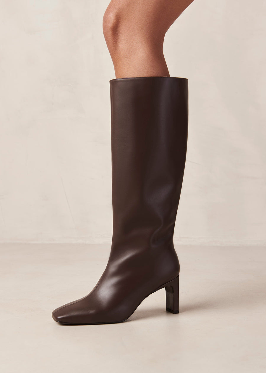 Isobel Coffee Brown Leather Boots Boots ALOHAS