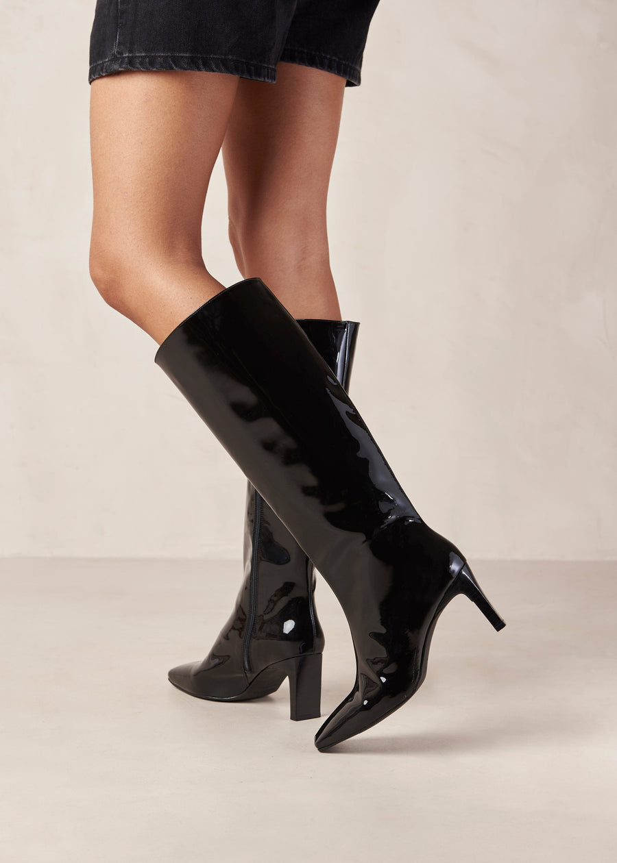 Isobel Onix Black Leather Boots Boots ALOHAS