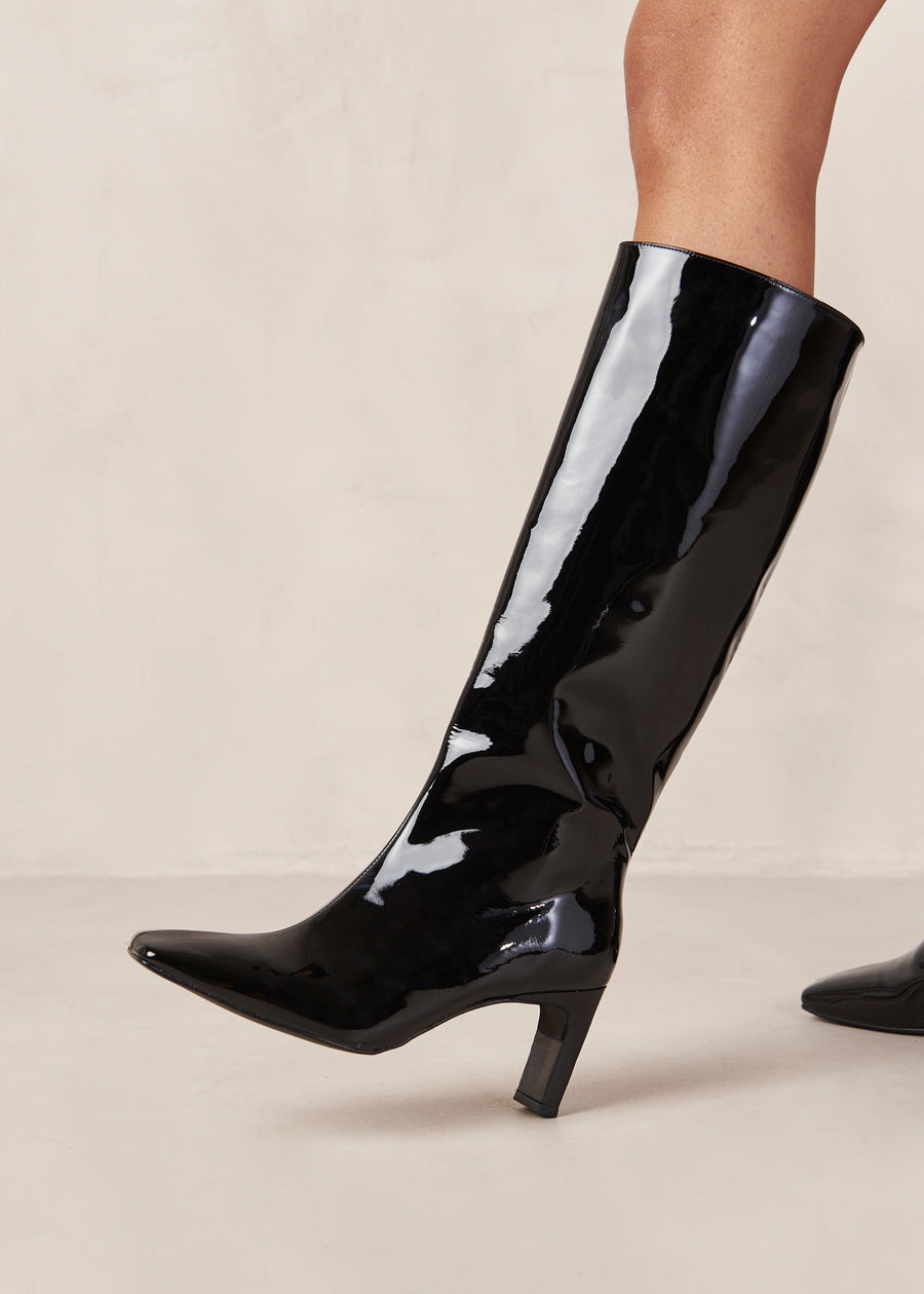 Isobel Onix Black Leather Boots Boots ALOHAS