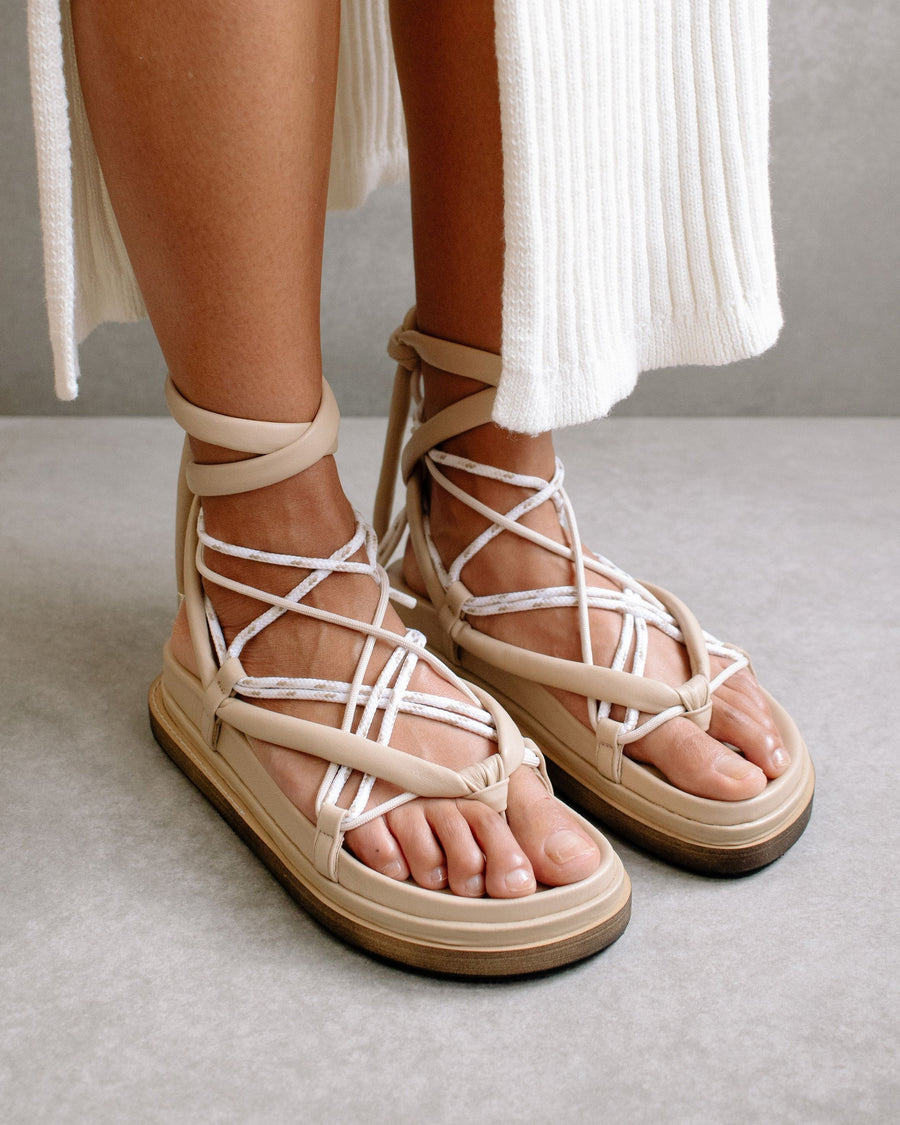 Jungle Stone & Beige Laced Up Sandal Sandals ALOHAS