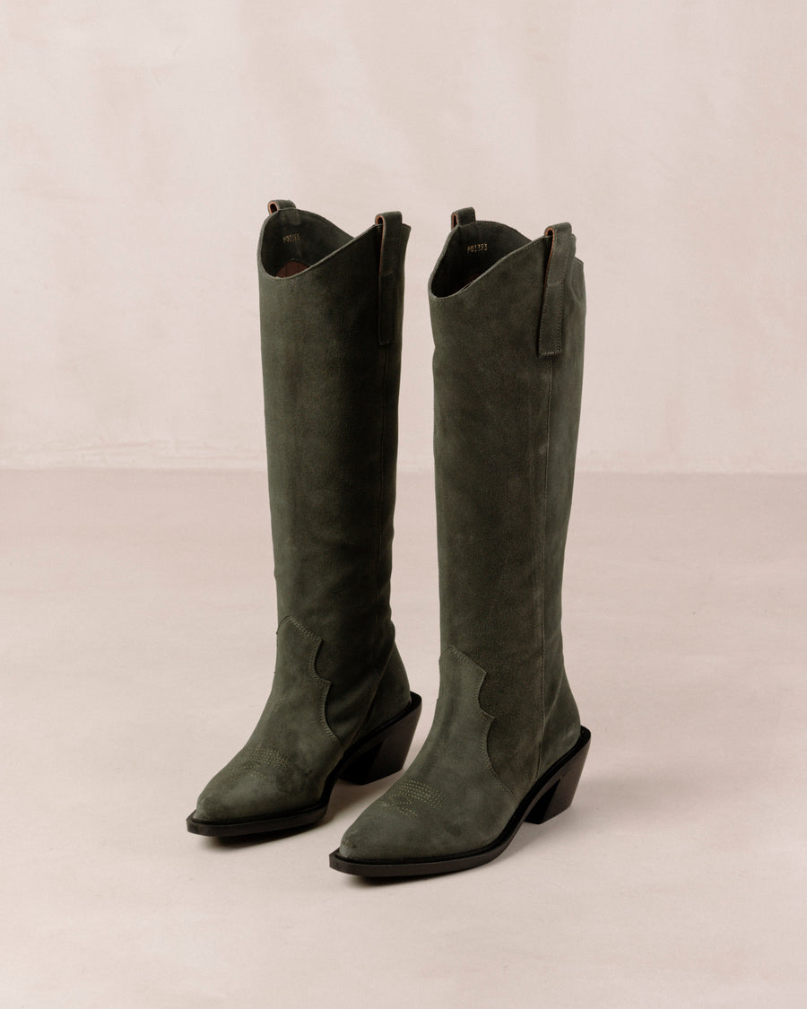 Mount Suede Pine Grove Green Boots ALOHAS