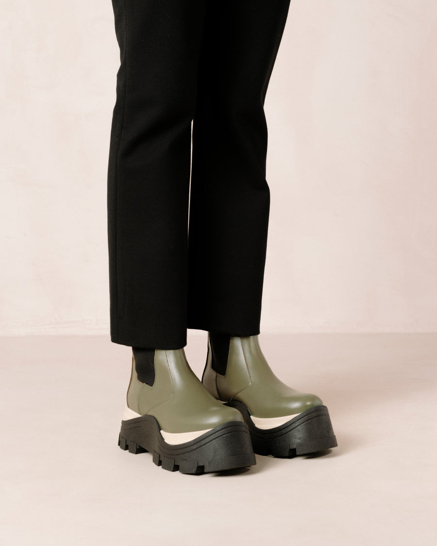 Phoenix Chess Dusty Olive Ankle Boots ALOHAS
