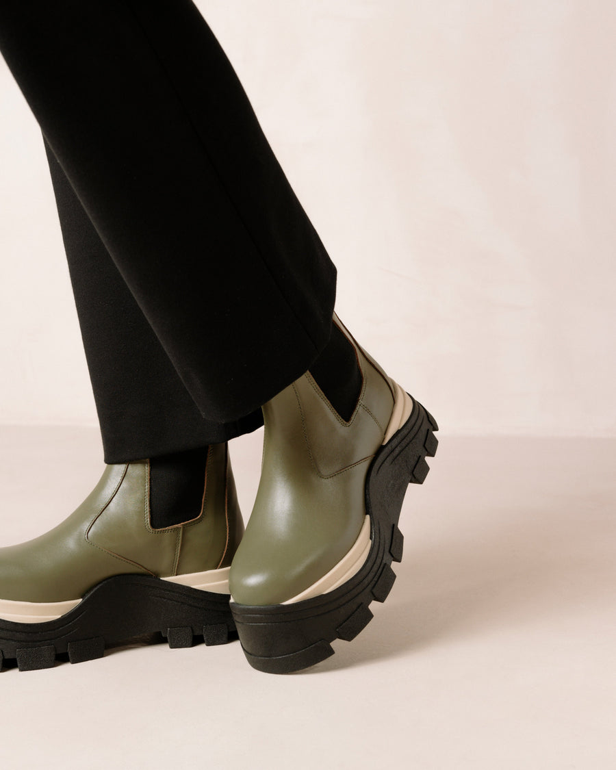 Phoenix Chess Dusty Olive Ankle Boots ALOHAS