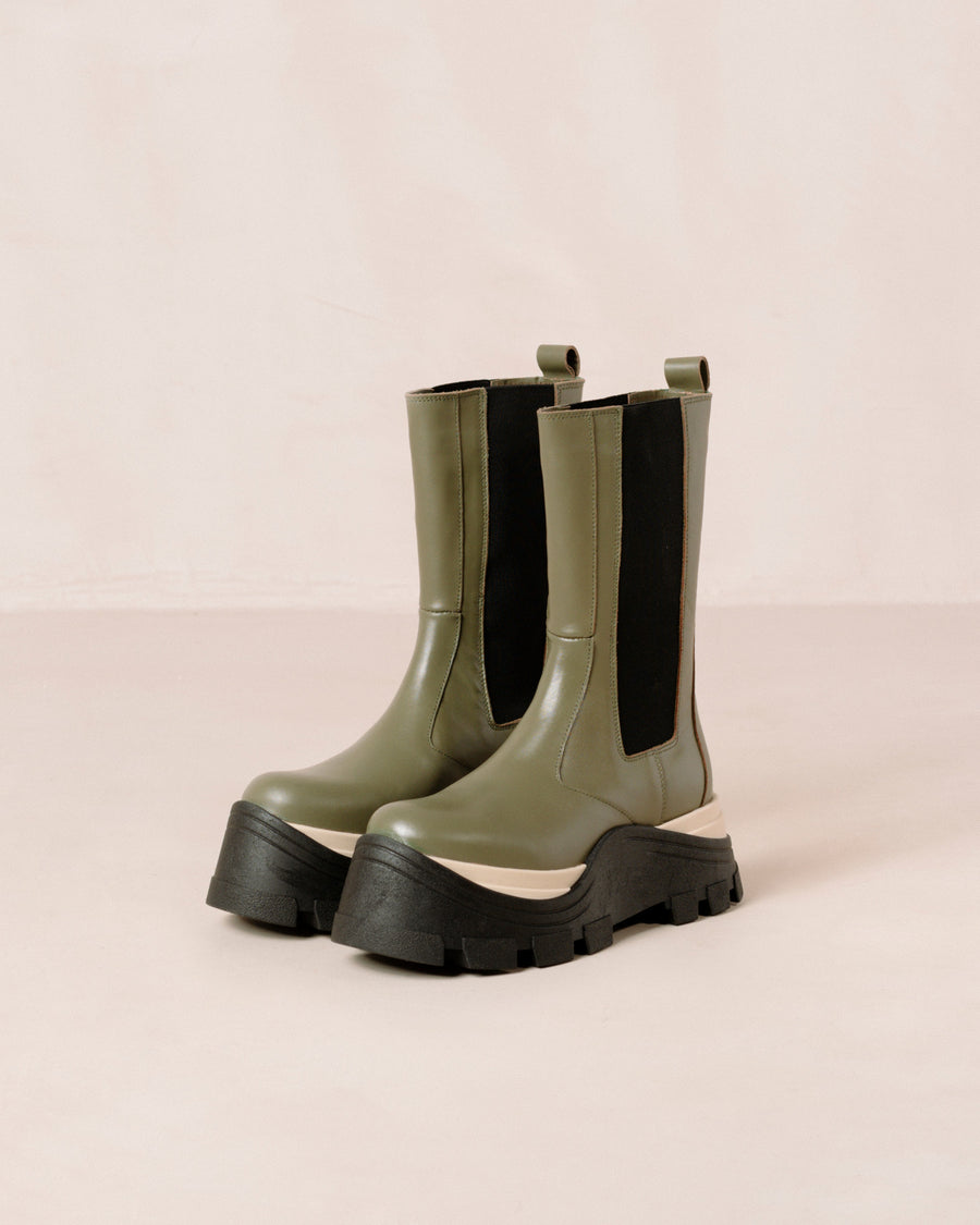 Phoenix Chess Dusty Olive Ankle Boots ALOHAS