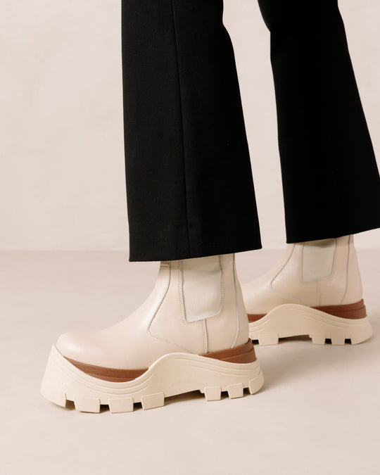 Phoebe Marcona Cream Ankle Boots