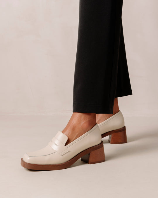 Roxanne Cream Leather Loafers