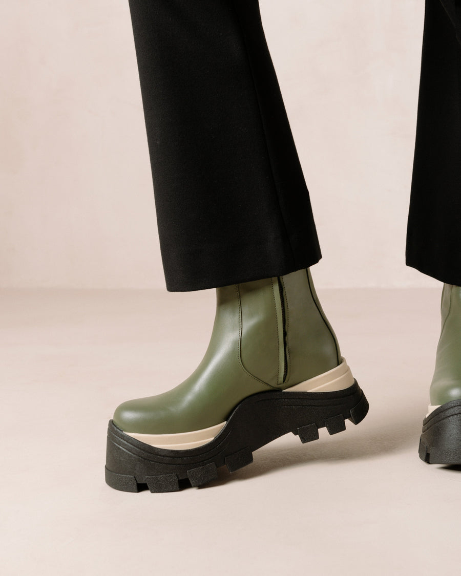 Sapphire Chess Dusty Olive Ankle Boots ALOHAS