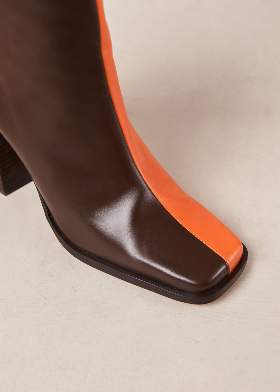 South Bicolor Coffee Brown Pomelo Orange Ankle Boots ALOHAS