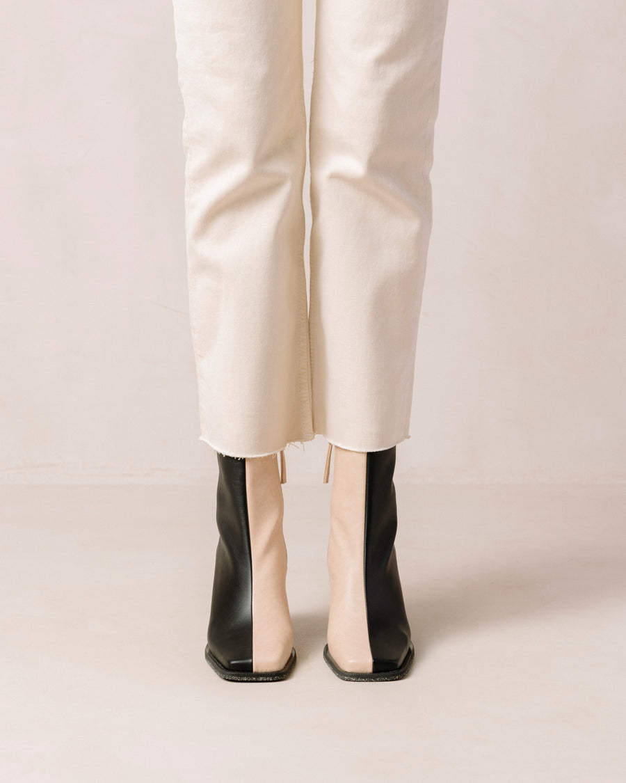 South Bicolor Corn Black Stone Beige Ankle Boots ALOHAS