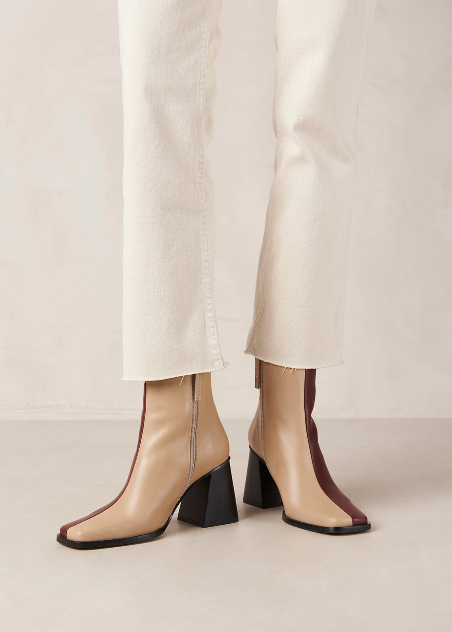 South Bicolor Dark Burgundy Stone Beige Ankle Boots ALOHAS