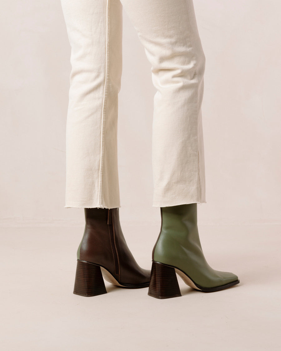 South Dusty Olive Coffee Brown Ankle Boots ALOHAS