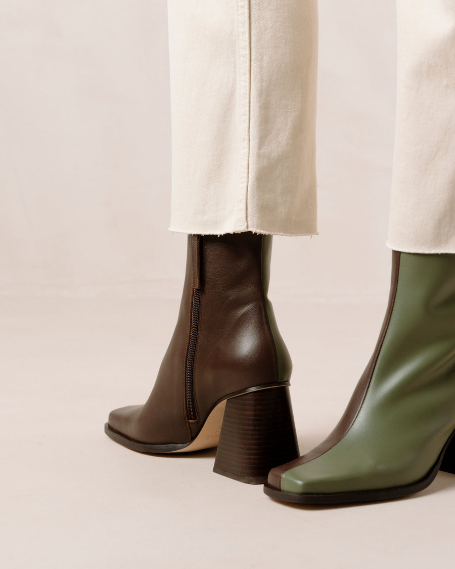 South Dusty Olive Coffee Brown Ankle Boots ALOHAS