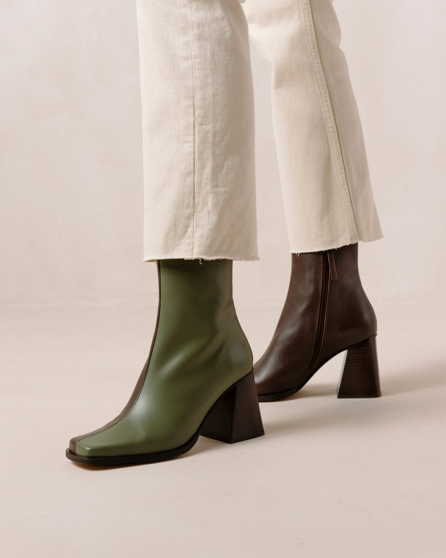 South Dusty Olive Coffee Brown Ankle Boots ALOHAS