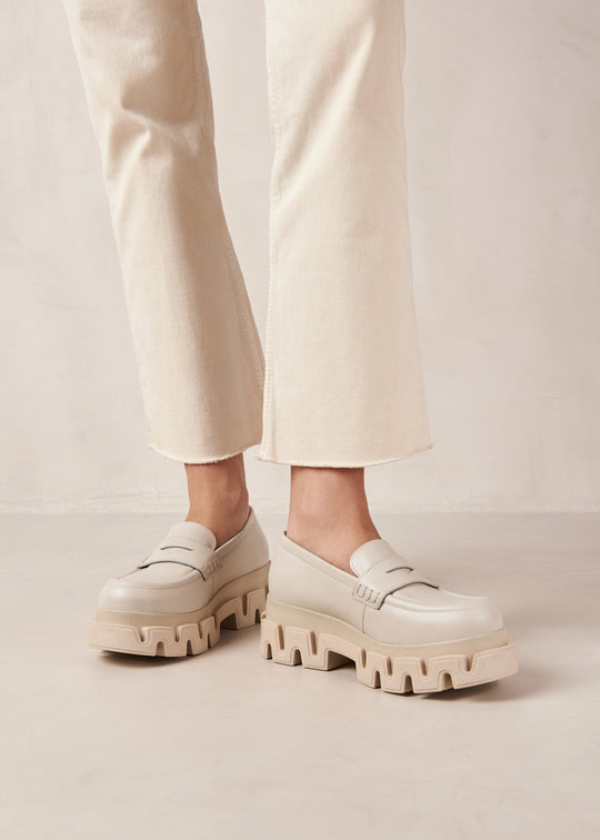 Stella Cream Leather Loafers