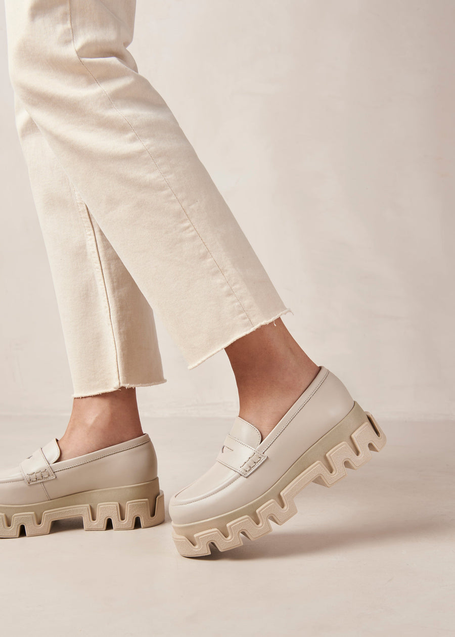 Stella Cream Leather Loafers Loafers ALOHAS