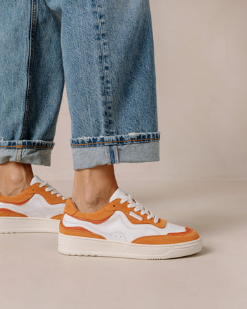 TB.87 - White and Orange Leather Sneakers