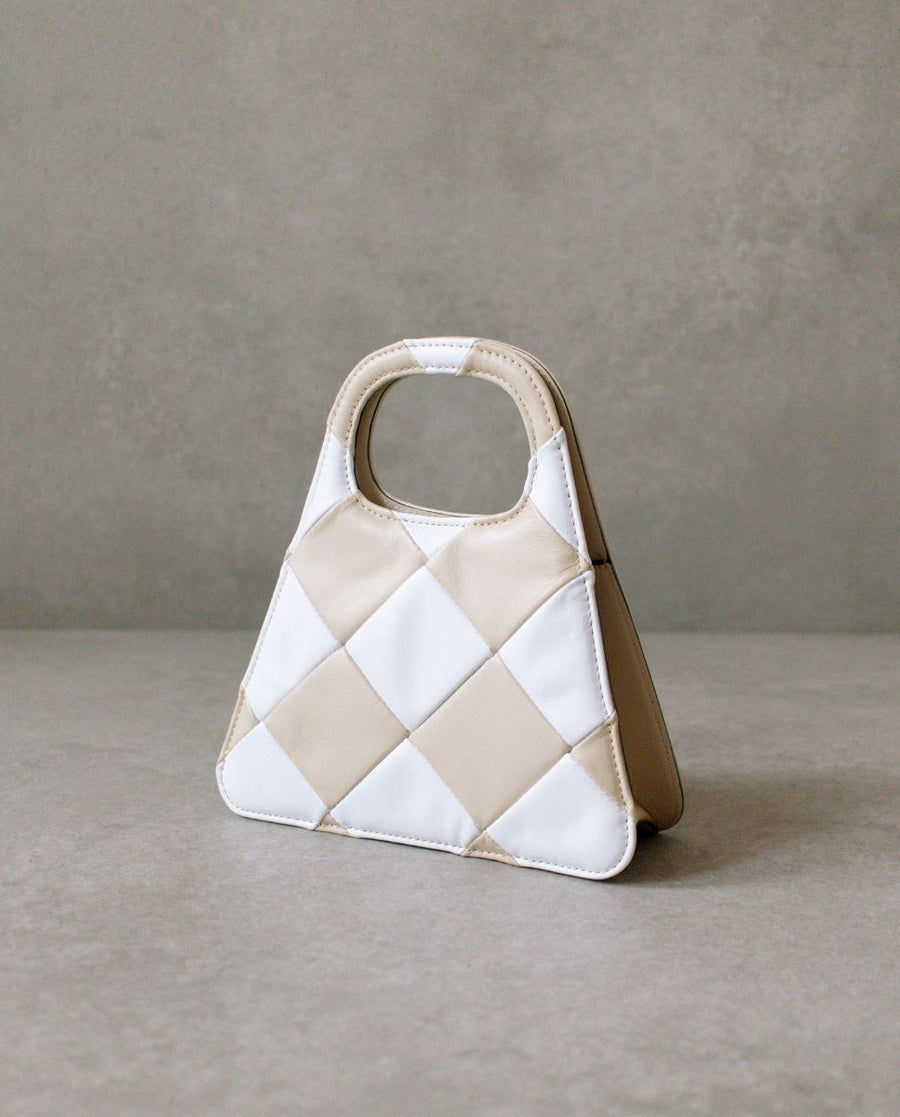 The A Scacchi Stone Beige Cream Leather Crossbody Bag Mini bags ALOHAS