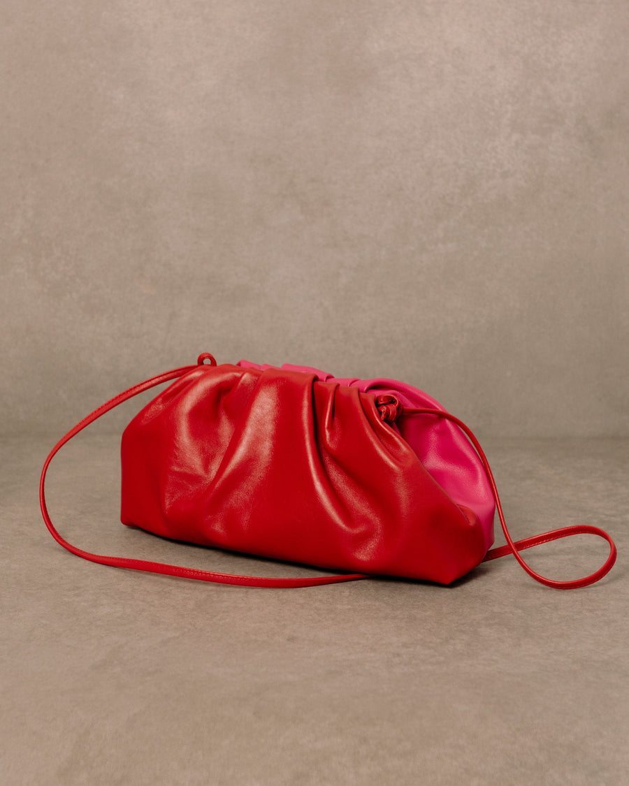 The D Bicolor Red Magenta Leather Clutch Handbags ALOHAS