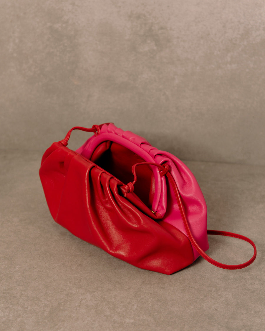 The D Bicolor Red Magenta Leather Clutch Handbags ALOHAS