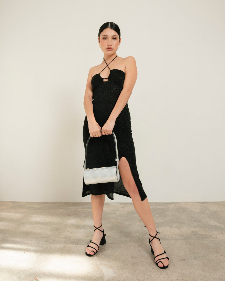 The I Pleated Shimmer Silver Handbags ALOHAS