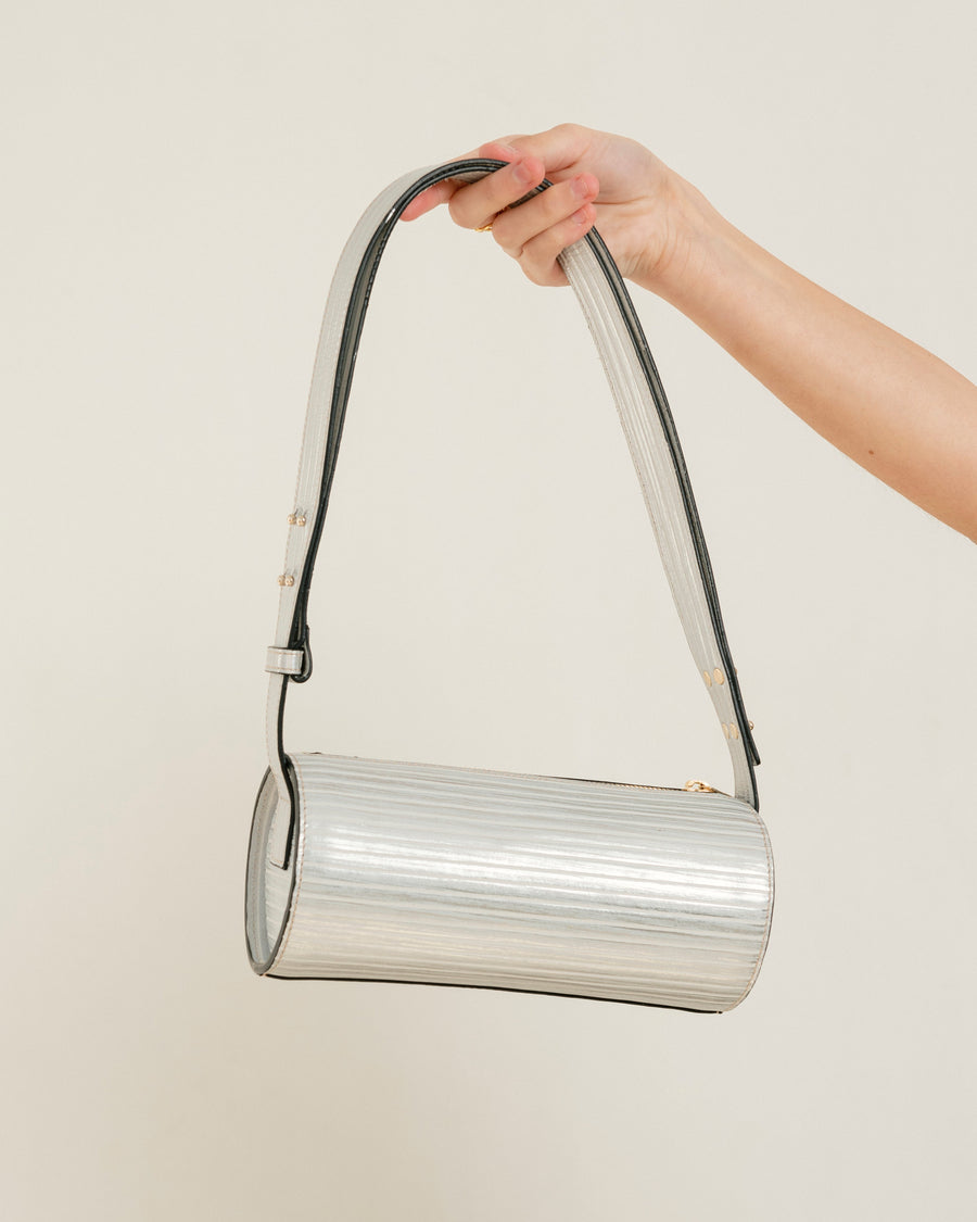 The I Pleated Shimmer Silver Handbags ALOHAS