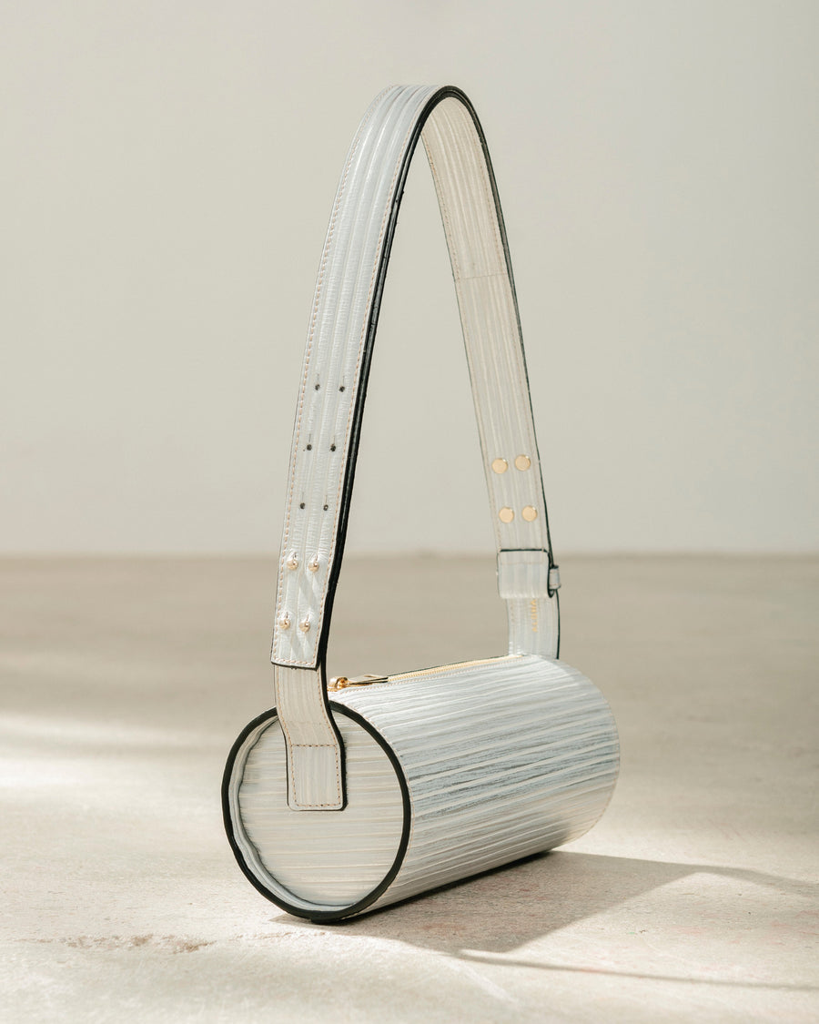 The I Pleated Shimmer Silver Handbags ALOHAS