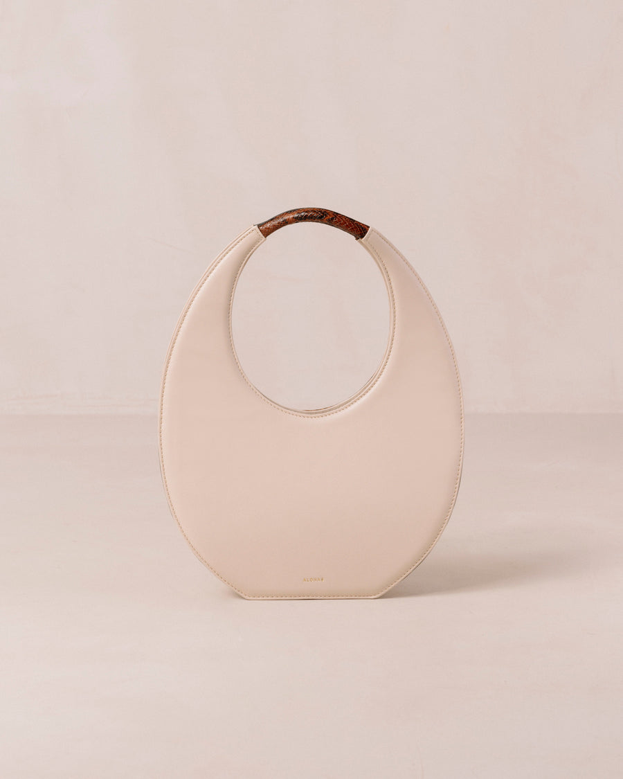 The O Venti Indo Cream Stone Beige Leather Shoulder Bag Handbags ALOHAS