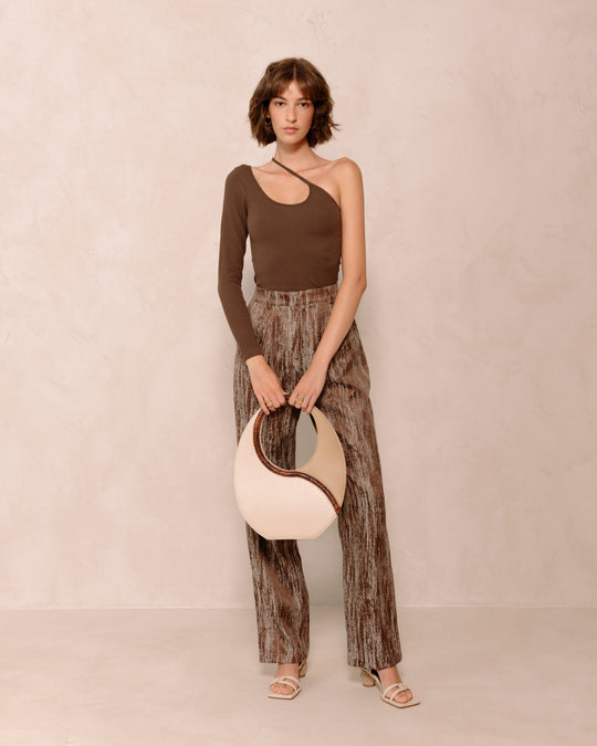 The O Venti Indo Cream Stone Beige Leather Shoulder Bag