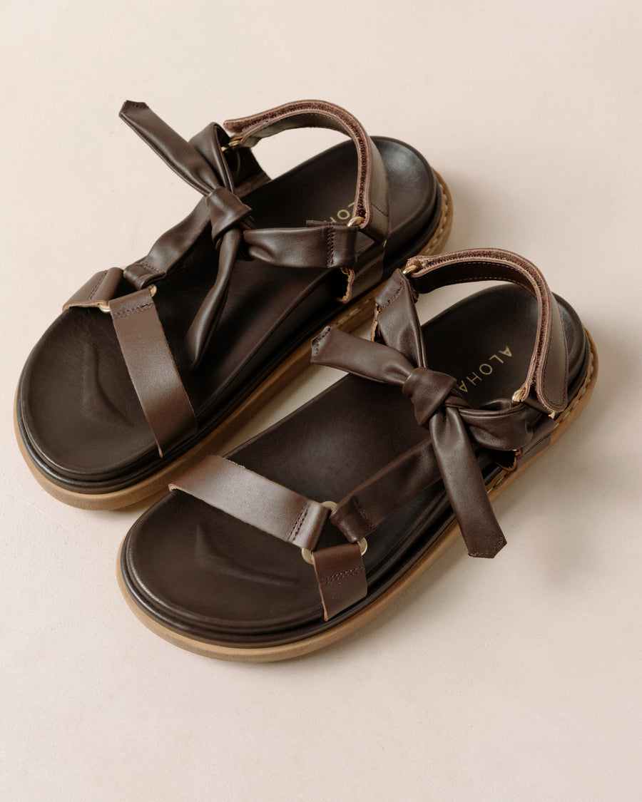Tied Together Coffee Brown Sandals ALOHAS