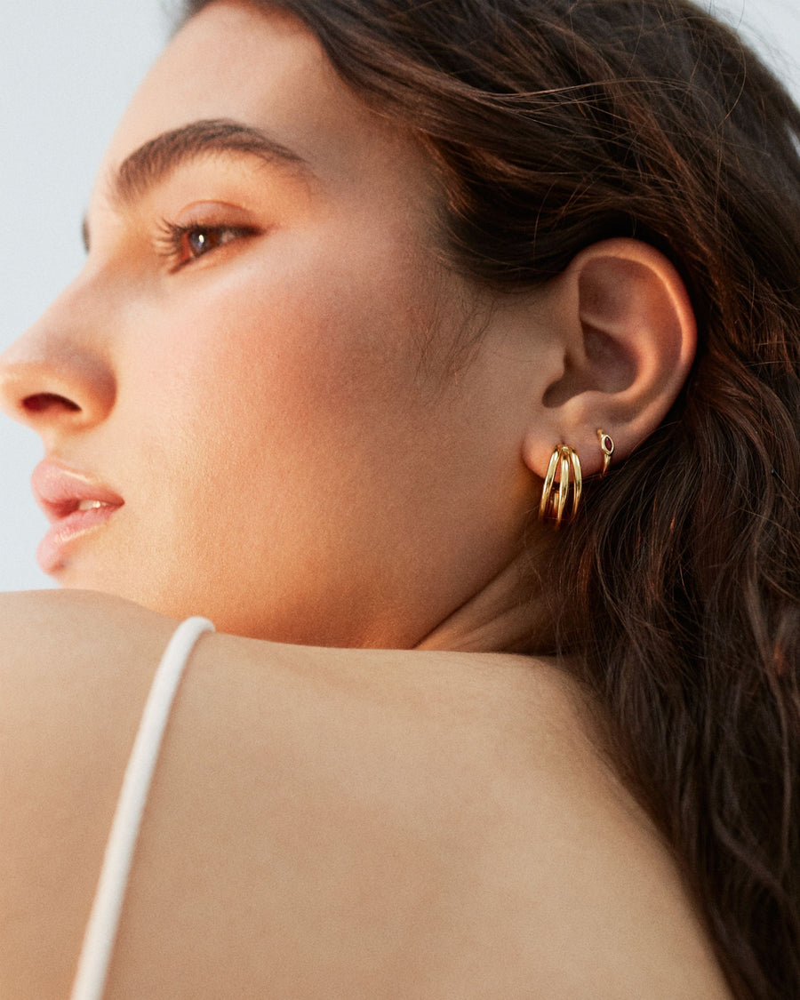 Trilogy Hoop Earrings Gold Earrings ALOHAS