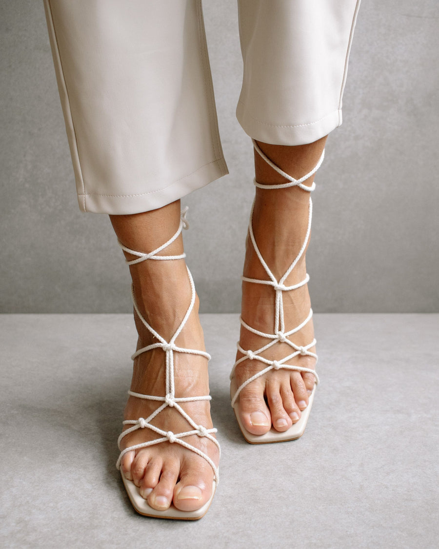 Unique Laced Cream Sandals Sandals ALOHAS