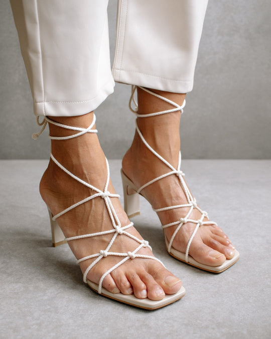 Unique Laced Cream Sandals