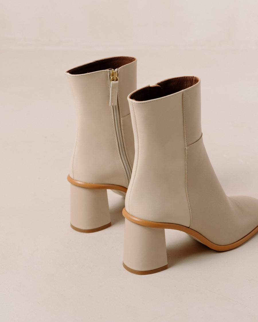 West Bicolor Stone Beige Cream Leather Ankle Boots Ankle Boots ALOHAS
