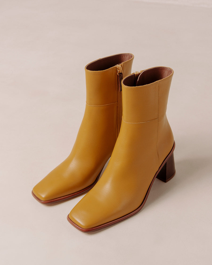 West Vintage Marigold Yellow Ankle Boots ALOHAS